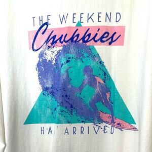 Chubbies the Weekend Has Arrived Sun Shirt 100% Cotton Long Sleeve White Mens XL